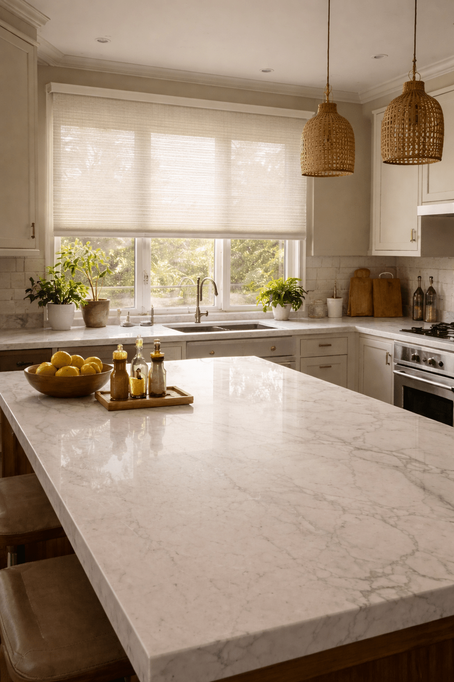 Kitchen with shades down — glare gone